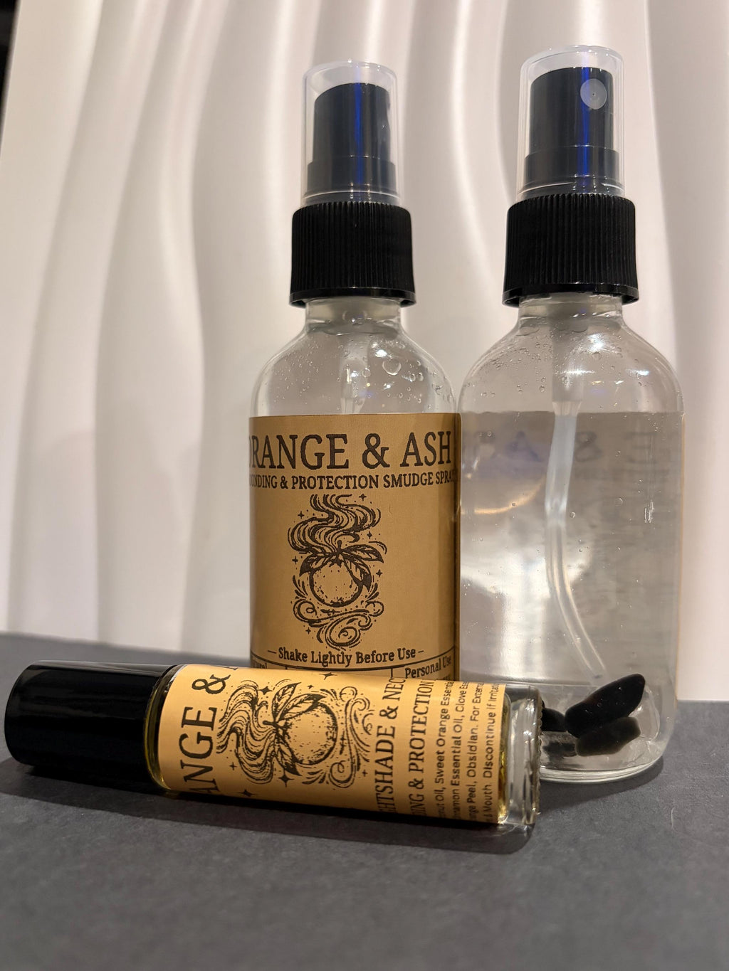 Orange & Ash Cleansing Ritual Set | Smudge Spray | Essential Oil Roller