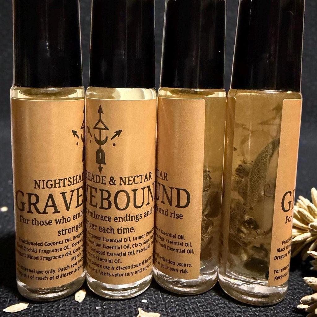 Gravebound | Gothic Witchy Cologne Oil | Incense, Myrrh & Patchouli Rollerball | Masculine Fragrance Oil | Black Orchid
