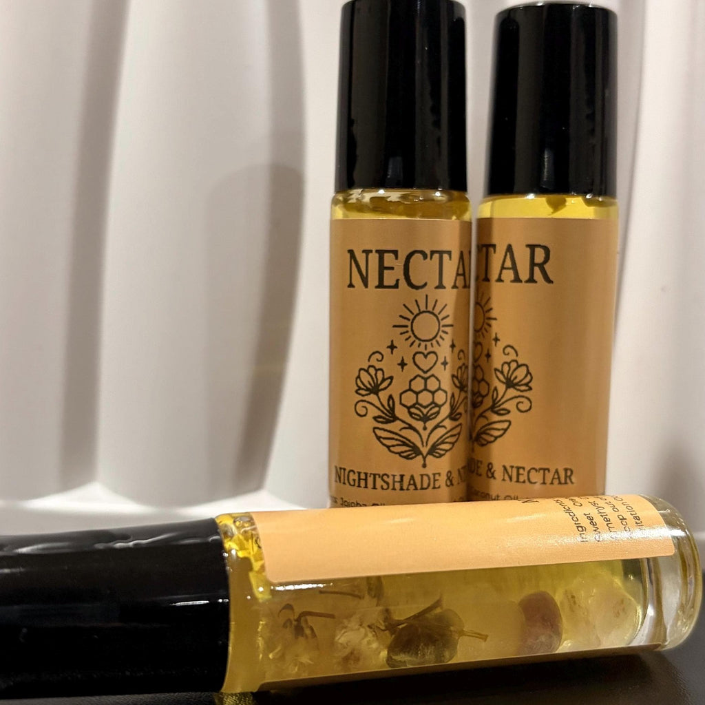 Nightshade & Nectar Roller Duo | Jasmine, Sandalwood, Patchouli, Neroli, Ylang Ylang, Sweet Orange | Aromatherapy Oils | Crystal Infused