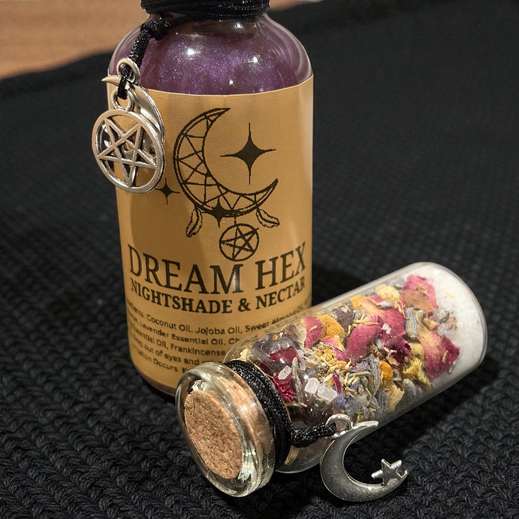 Dream Hex | Shimmer Body Oil with Crystals | Lavender Vanilla Ritual Oil | Spiritual Self Care | Moon Goddess Glow Oil | Witchy Gift
