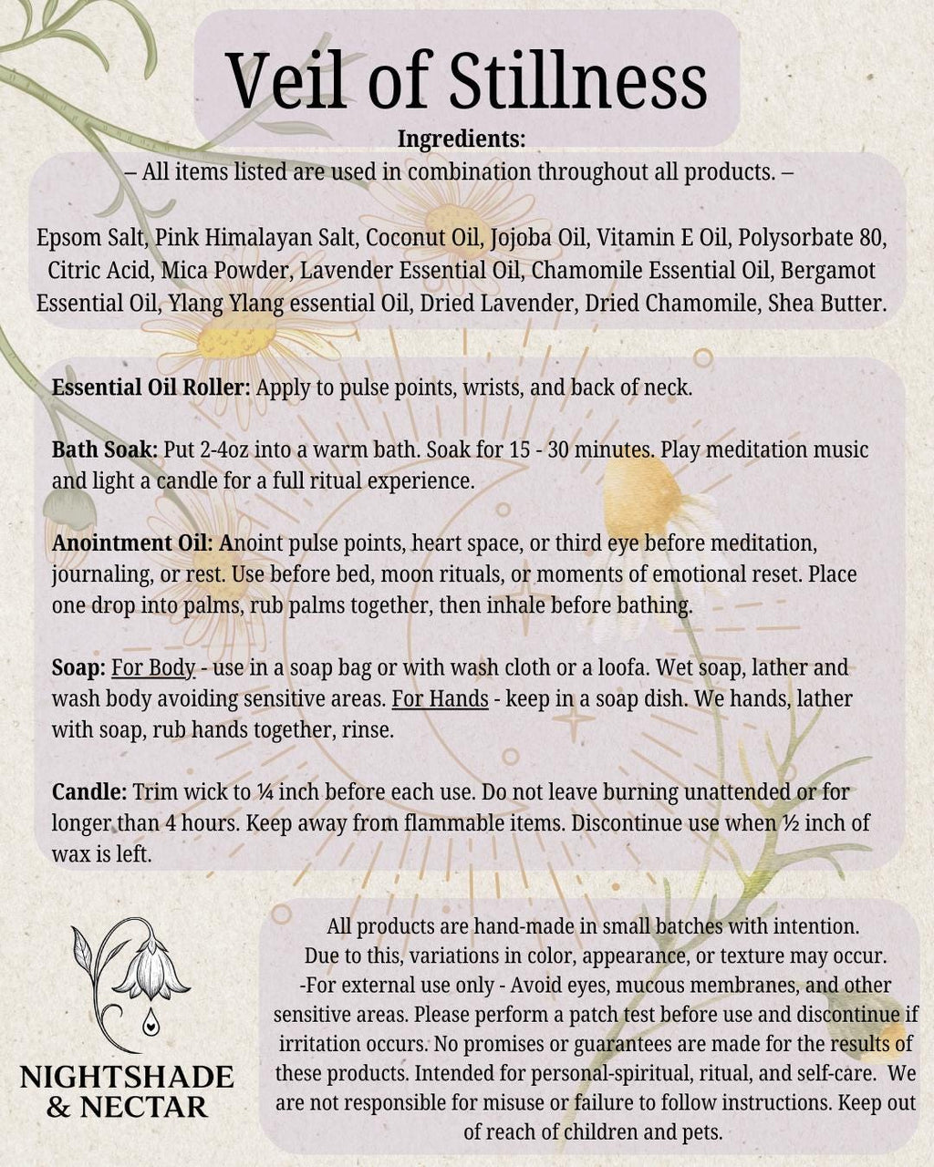 Veil of Stillness | Calming Essential Oil Roller | Lavender, Chamomile, Bergamot, Ylang Ylang