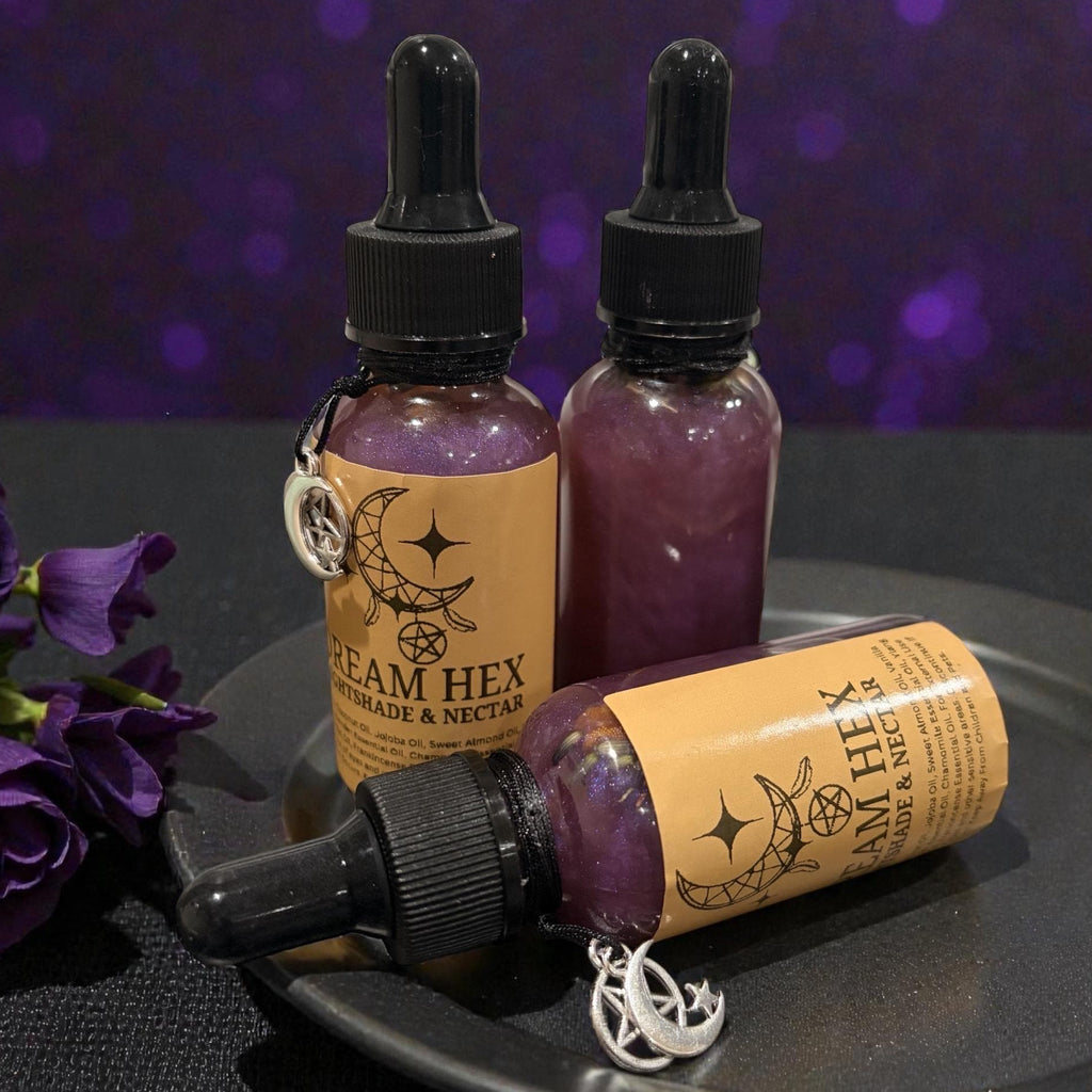 Dream Hex | Shimmer Body Oil with Crystals | Lavender Vanilla Ritual Oil | Spiritual Self Care | Moon Goddess Glow Oil | Witchy Gift