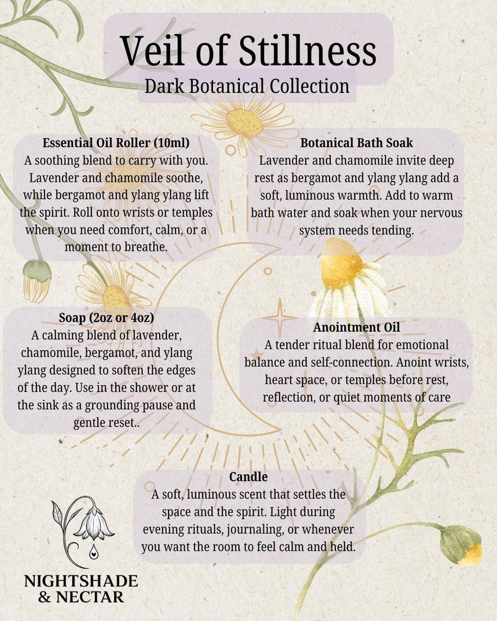 Veil of Stillness | Calming Essential Oil Roller | Lavender, Chamomile, Bergamot, Ylang Ylang