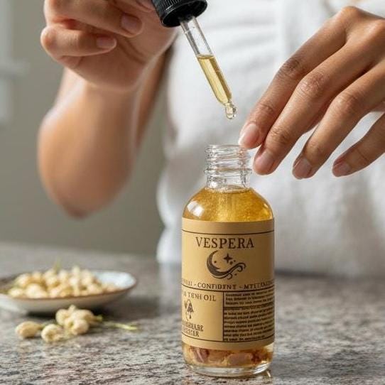 Yoni Body Oil with Rose, Sandalwood, Vanilla & Ylang Ylang | Spiritual Self Care Body Oil | Crystal Infused | Sensual Self-Care | 1oz or 2oz