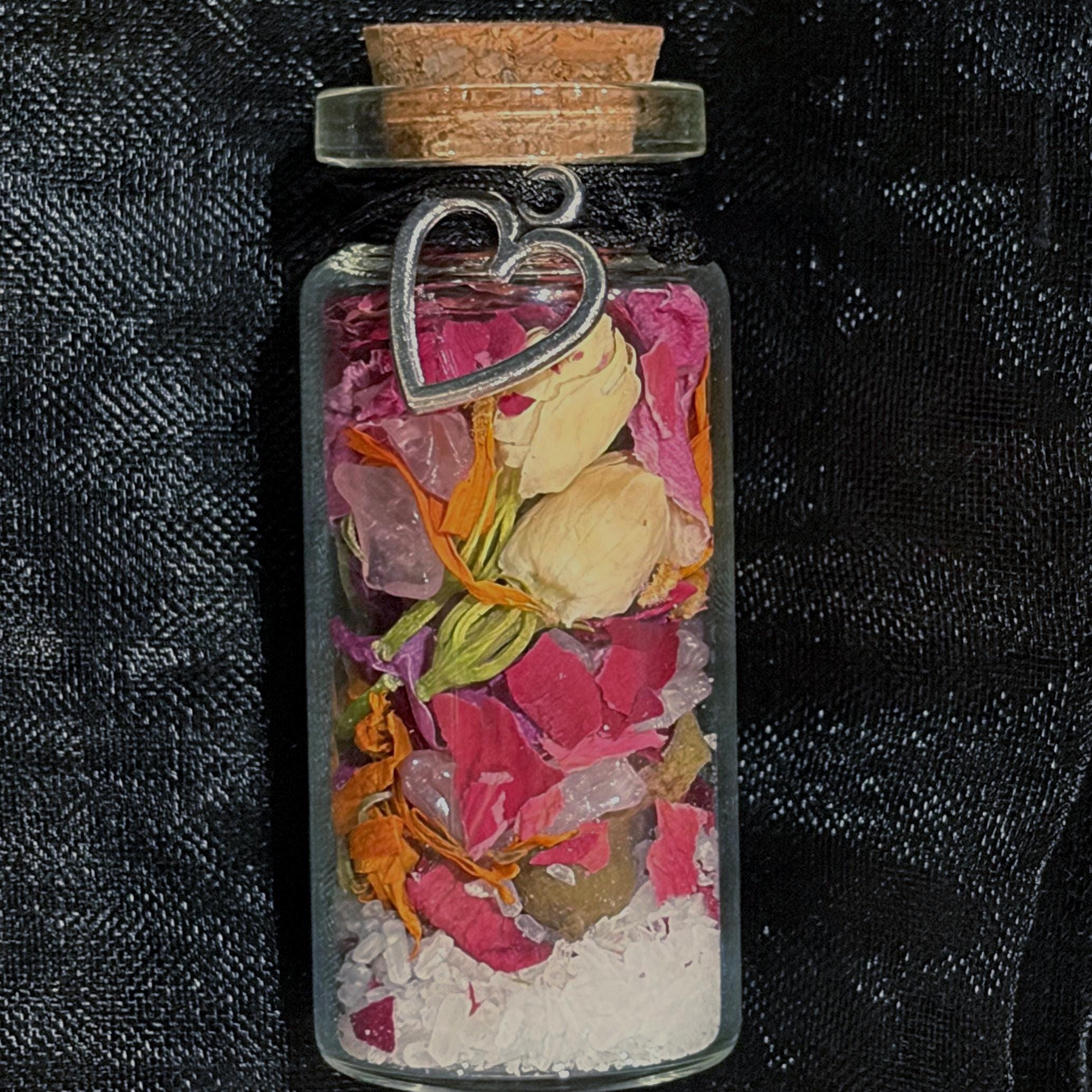 Self-Love Intention Jar | Pocket Ritual | Salt - Botanicals - Crystals | Handmade Alter Jar | 10ml