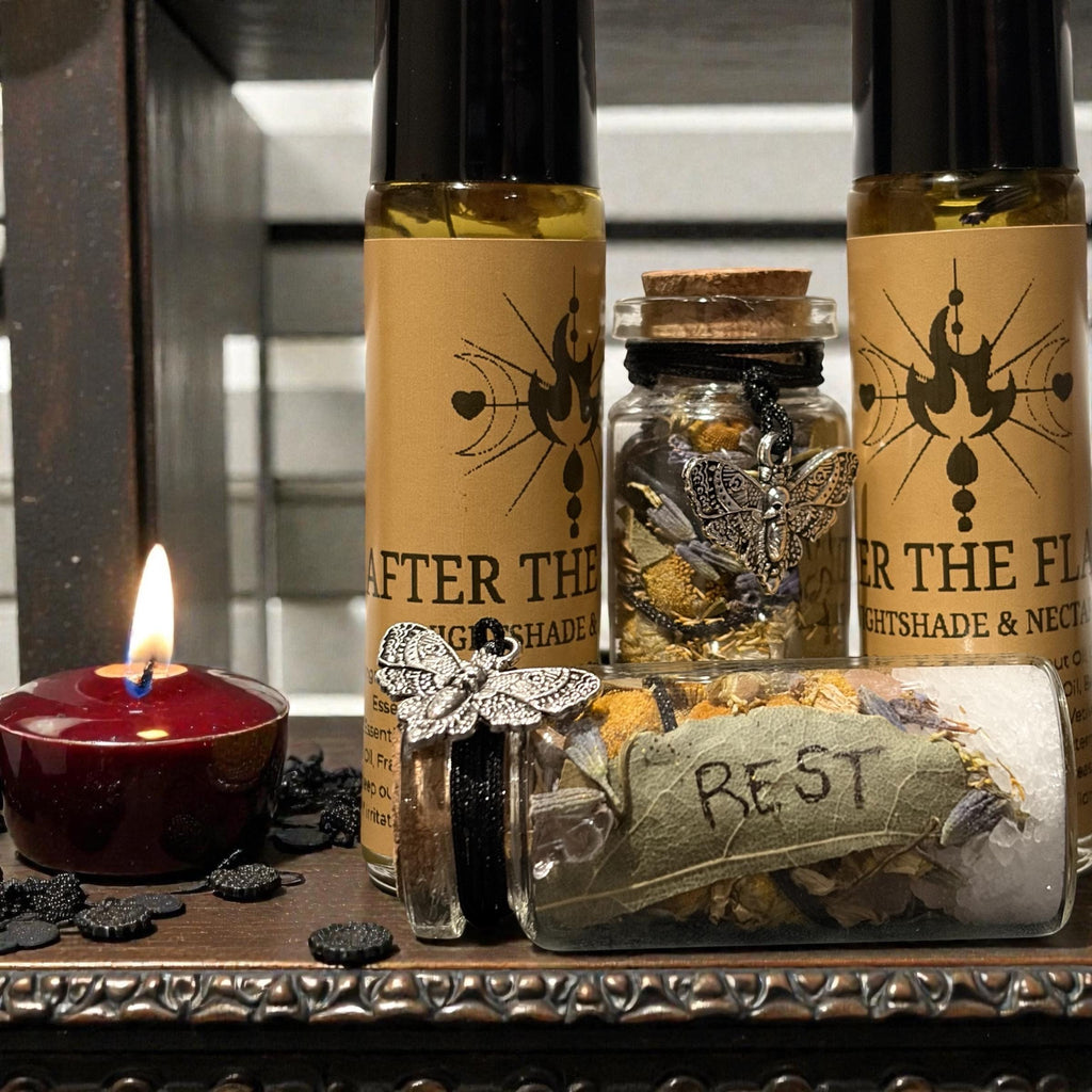 After the Flame Burnout Ritual Kit | Essential Oil Roller + Intention Jar | Witchy Self Care Set | Calming Aromatherapy Gift | Stress Relief